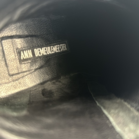 ANN DEMEULEMEESTER BLACK LEATHER BOOTS ANKLE BLACK WEDGE BOOT PLATFORM BOOT 38.5 - Picture 14 of 17